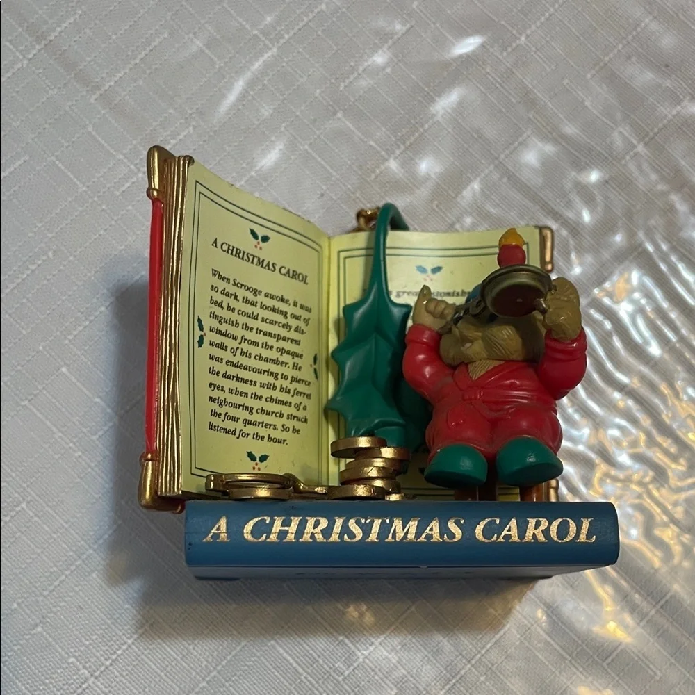 Christmas Carol Figurine with Book and Mouse